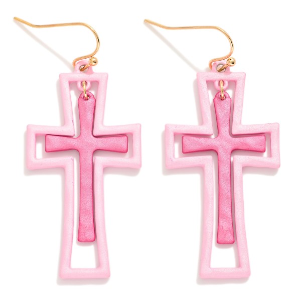 Wholesale nesting Painted Metal Cross Drop Earrings L