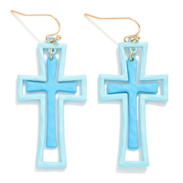 Wholesale nesting Painted Metal Cross Drop Earrings L
