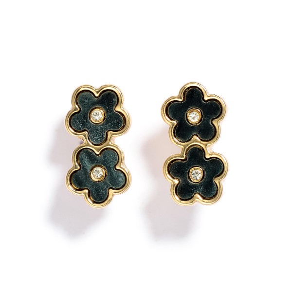 Wholesale pearlescent Flower Earrings Rhinestone Accents L
