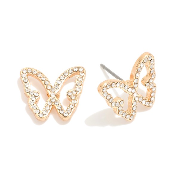Wholesale rhinestone Studded Hollow Butterfly Stud Earrings L