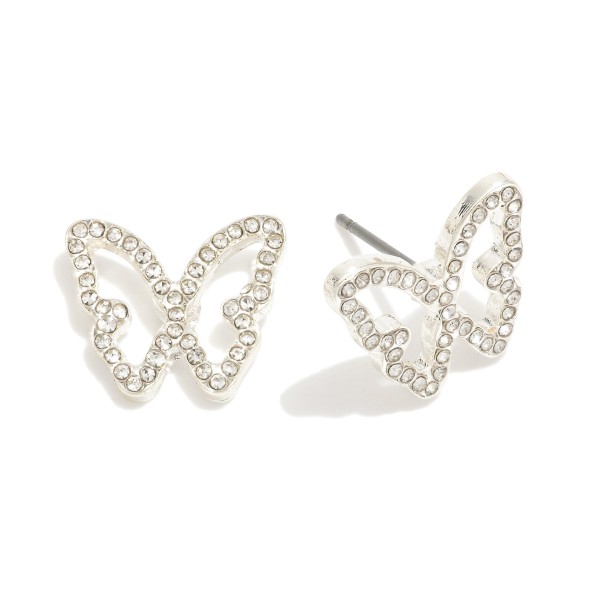 Wholesale rhinestone Studded Hollow Butterfly Stud Earrings L