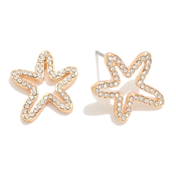 Wholesale rhinestone Studded Hollow Starfish Stud Earrings L