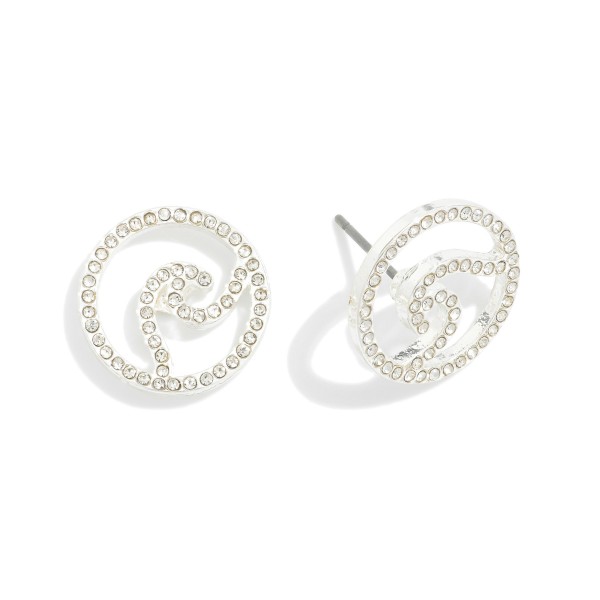 Wholesale rhinestone Studded Hollow Wave Stud Earrings L