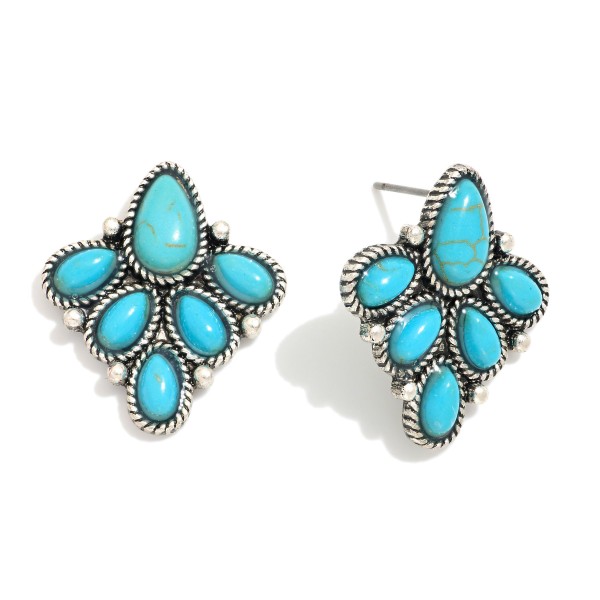 Wholesale western Stone Cluster Post Drop Earrings L