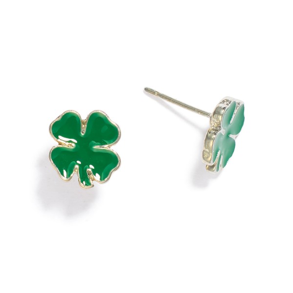 Wholesale st Patrick s Day Clover Stud Earrings L