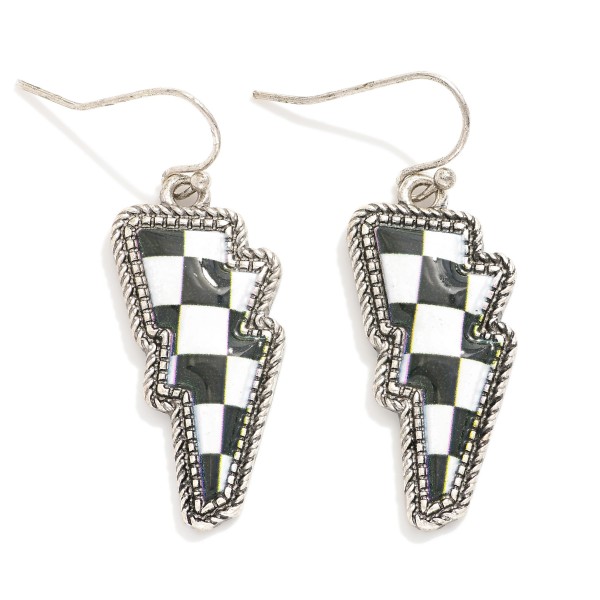 Wholesale western Checker Lightning Bolt Drop Earrings L