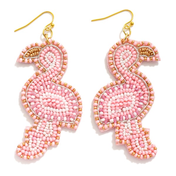 Wholesale seed Beaded Flamingo Drop Earrings L