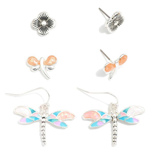 Wholesale set Three Beach Stud Earrings Flower Firefly L
