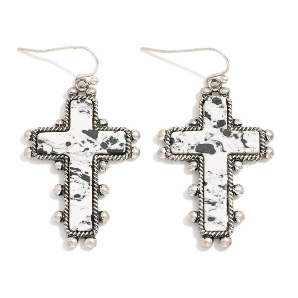 Wholesale western Stone Cross Drop Earrings L