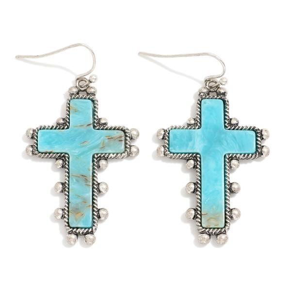 Wholesale western Stone Cross Drop Earrings L