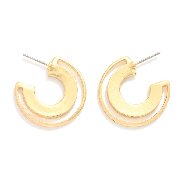 Wholesale flat Metal Hoop Earrings Cutout Detail D