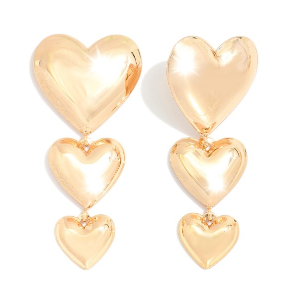 Linked Metal Tone Heart Post Drop Earrings

- Approximately 2.25"L