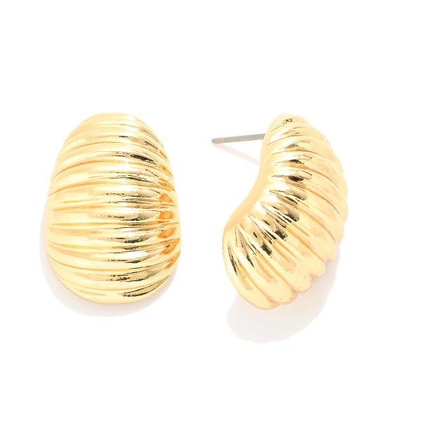 Wholesale metal Ribbed Drop Earrings L