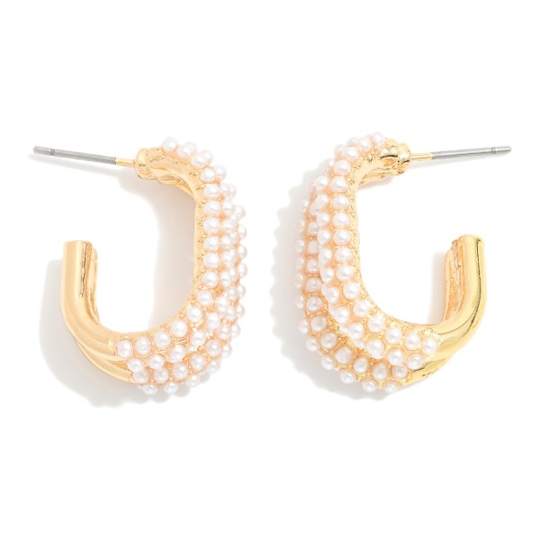 Wholesale pearl Studded Hoop Earrings L