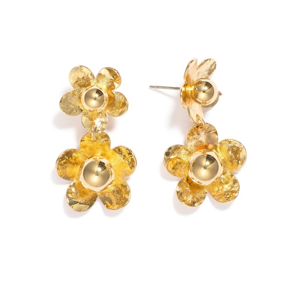 Wholesale linked Metal Flowers Post Drop Earrings L
