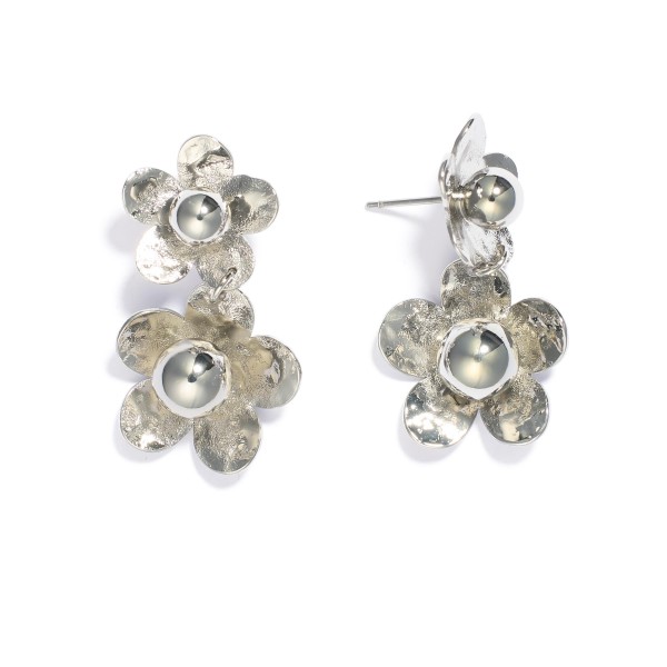 Wholesale linked Metal Flowers Post Drop Earrings L