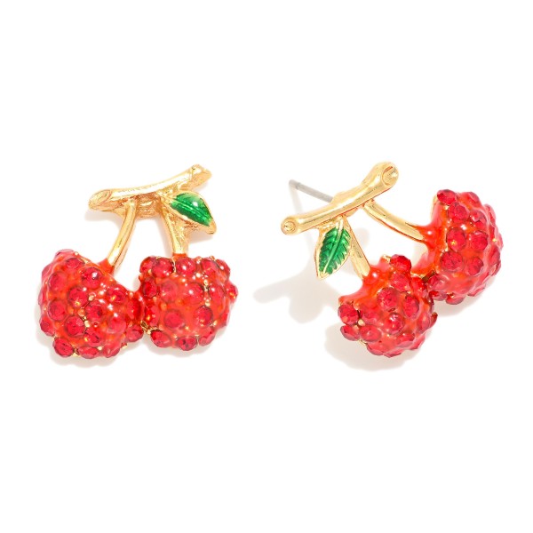 Wholesale rhinestone Studded Cherry Large Stud Earrings L