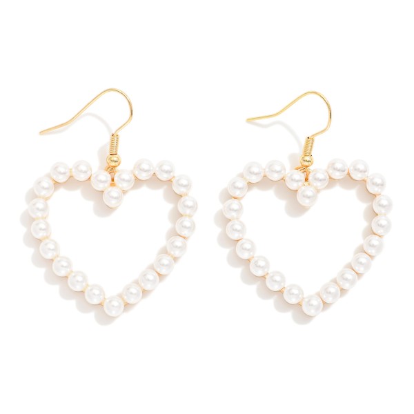 Wholesale pearl Studded Hollow Heart Drop Earrings L