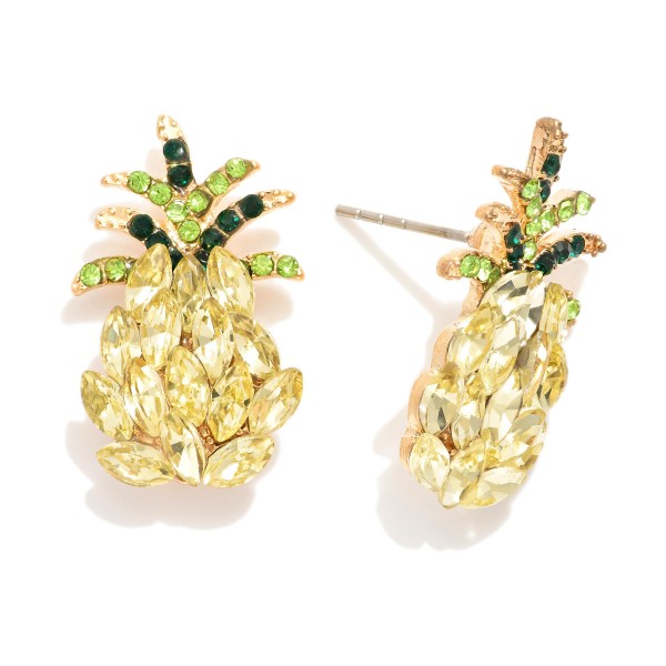 Wholesale rhinestone Studded Pineapple Post Drop Earrings L