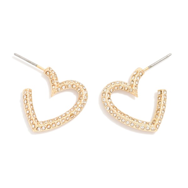 Wholesale pave Rhinestone Heart Hoop Post Drop Earrings L
