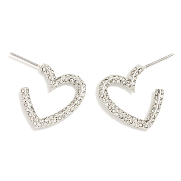 Wholesale pave Rhinestone Heart Hoop Post Drop Earrings L