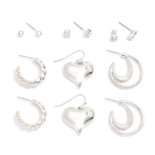 Wholesale set Six Metal Stud Drop Earrings L L