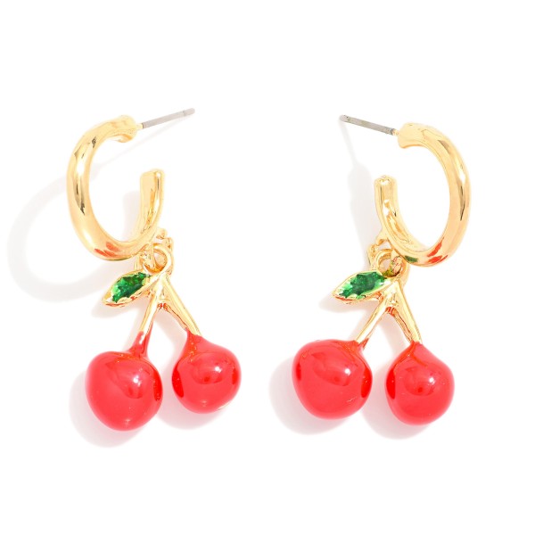Wholesale metal Hoop Earrings Cherry Dangle Accent L