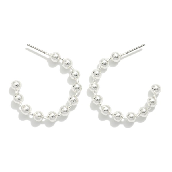 Wholesale metal Beaded Hoop Earrings Gold Dipped D