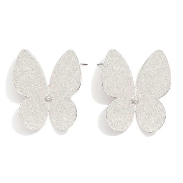 Wholesale textured Metal Butterfly Post Drop Earrings L