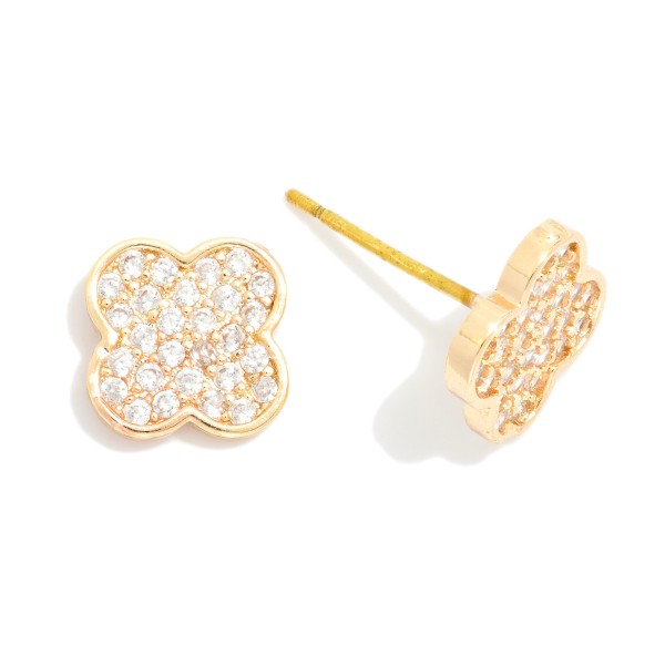 Rhinestone Studded Clover Stud Earrings 

- Approximately .25" L