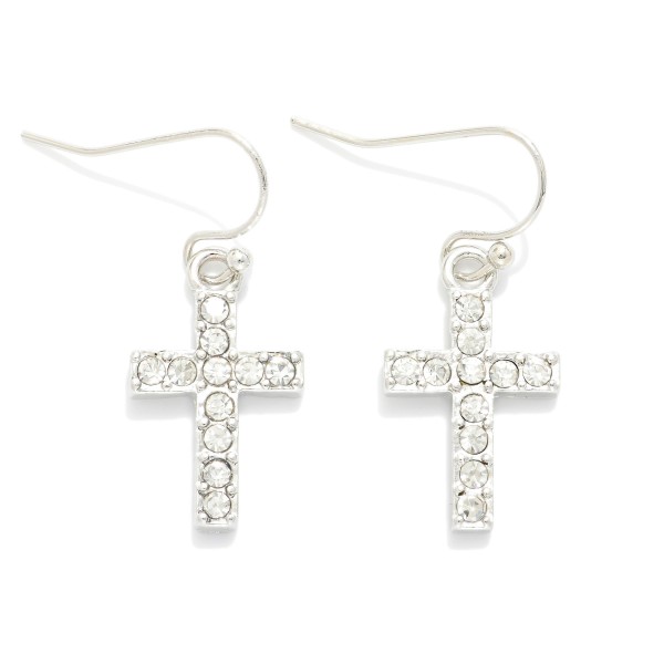 Wholesale rhinestone Studded Cross Drop Earrings L
