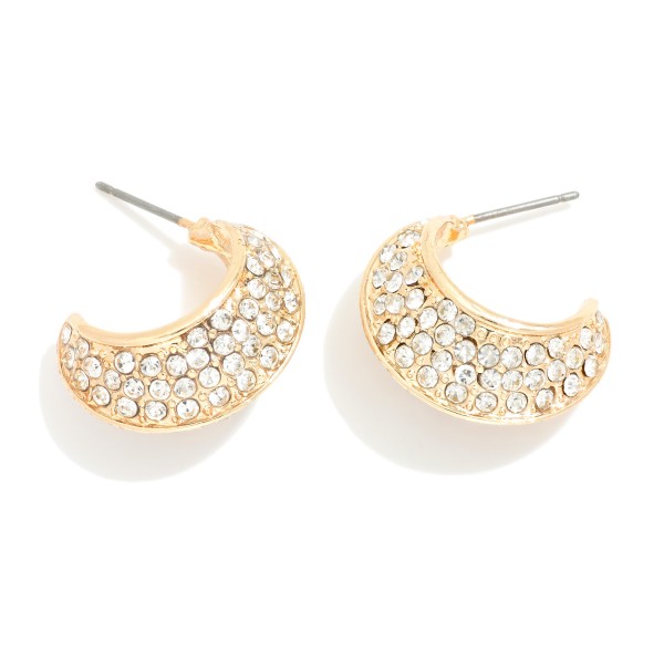 Wholesale rhinestone Studded Huggie Hoop Earring L