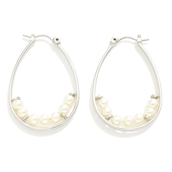 Wholesale metal Teardrop Earrings Pearl Beads L