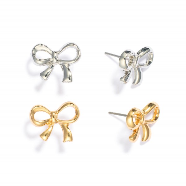 Wholesale set Two Metal Bow Stud Earrings L