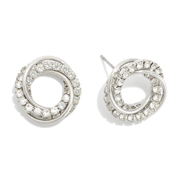 Wholesale intertwined Metal Rhinestone Hoops Drop Earrings L