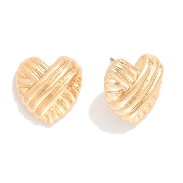 Wholesale metal Lined Heart Button Stud Earrings L