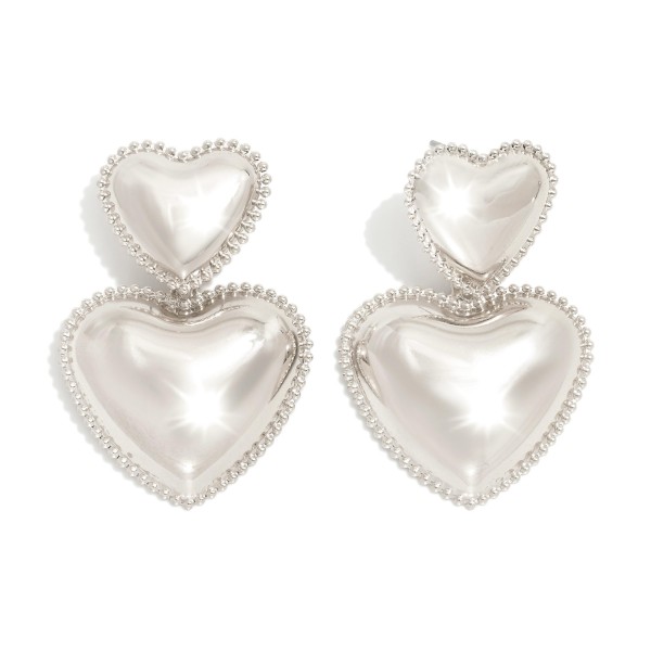 Wholesale linked Puffy Metal Heart Post Drop Earrings L