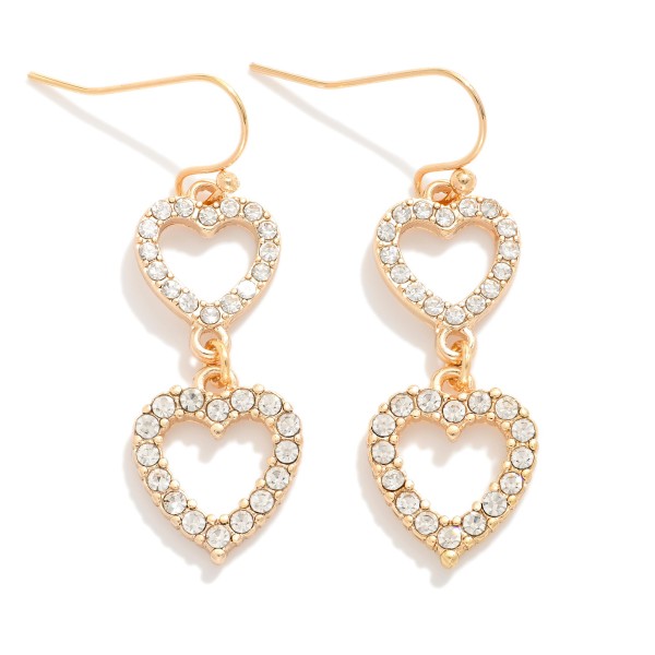 Wholesale linked Rhinestone Studded Hearts Drop Earrings L