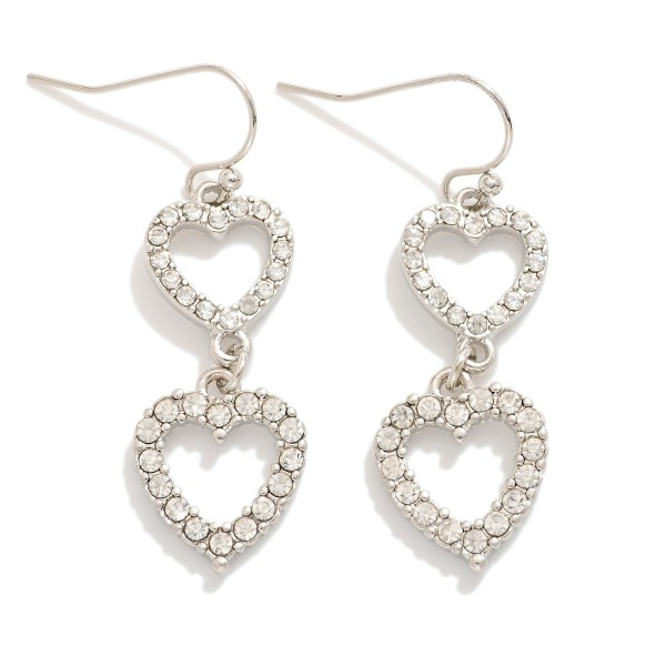 Wholesale linked Rhinestone Studded Hearts Drop Earrings L