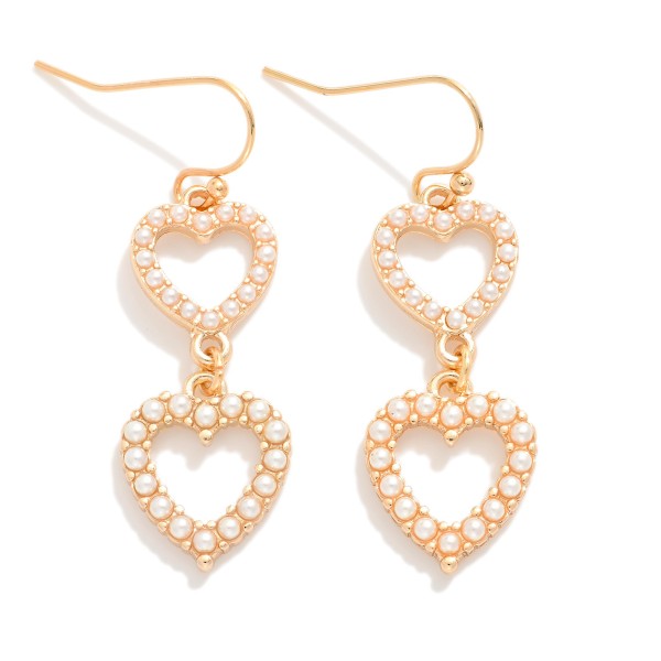 Wholesale linked Pearl Studded Hearts Drop Earrings L