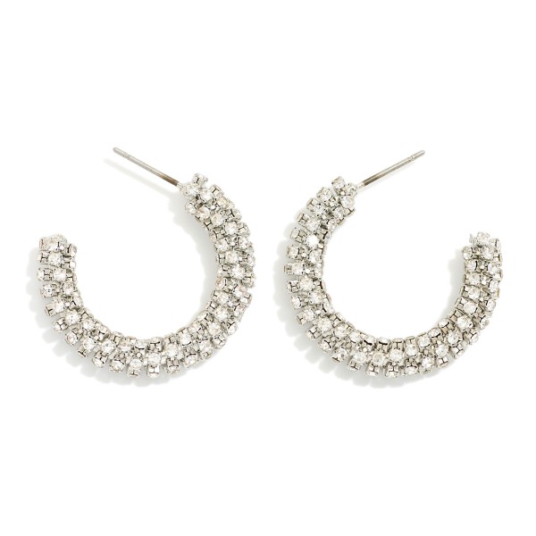 Wholesale rhinestone Studded Huggie Hoop Earring L
