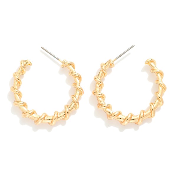 Twisted Metal Tone Hoop Earring 

- Approximately 1"L