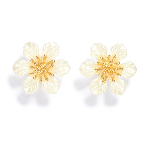Wholesale pearl Flower Post Drop Earrings L