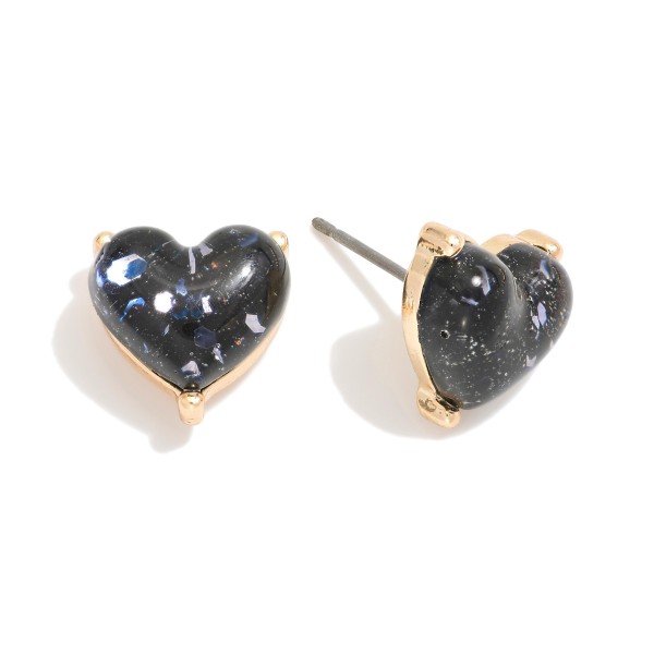 Glitter Resin Heart Stud Earrings 

- Approximately .5" L