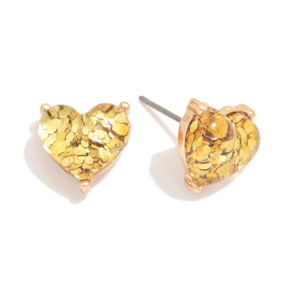Wholesale glitter Resin Heart Stud Earrings L