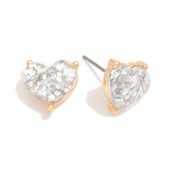 Wholesale glitter Resin Heart Stud Earrings L