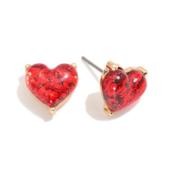 Wholesale glitter Resin Heart Stud Earrings L