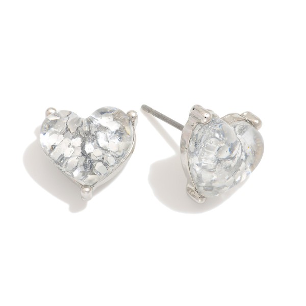 Wholesale glitter Resin Heart Stud Earrings L