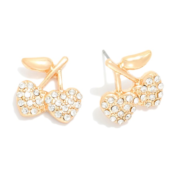 Wholesale pave Rhinestone Cherries Post Drop Earrings L