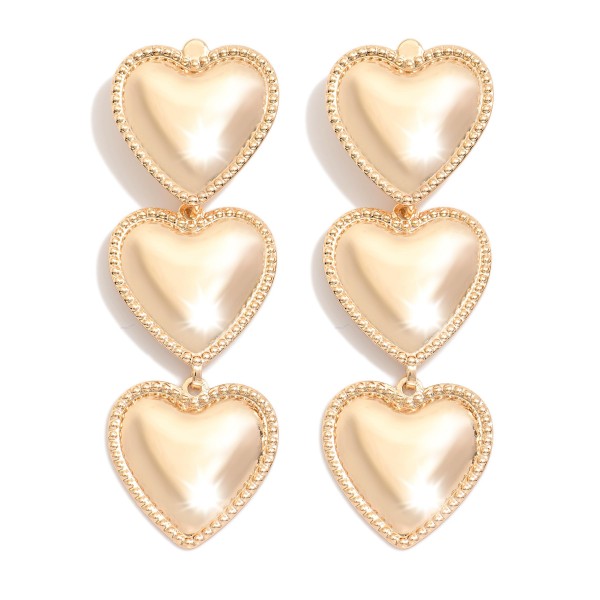 Wholesale linked Puffy Metal Hearts Post Drop Earrings L